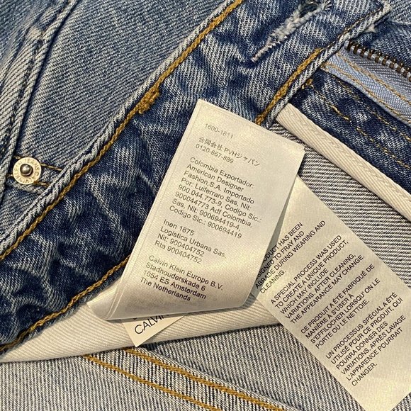 Denim Skirt CALVIN KLEIN JEANS Women's W27 4 Small Frayed Hem Light Wash Logo - Picture 6 of 12